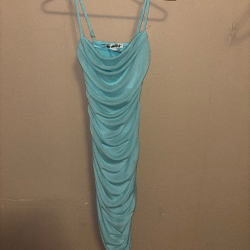 Elegant Blue Draped Dress